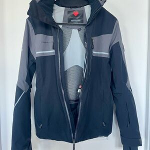 Obermeyer Charger Ski Snow Jacket S  Black Full Zip Hooded Recco Fusion Series